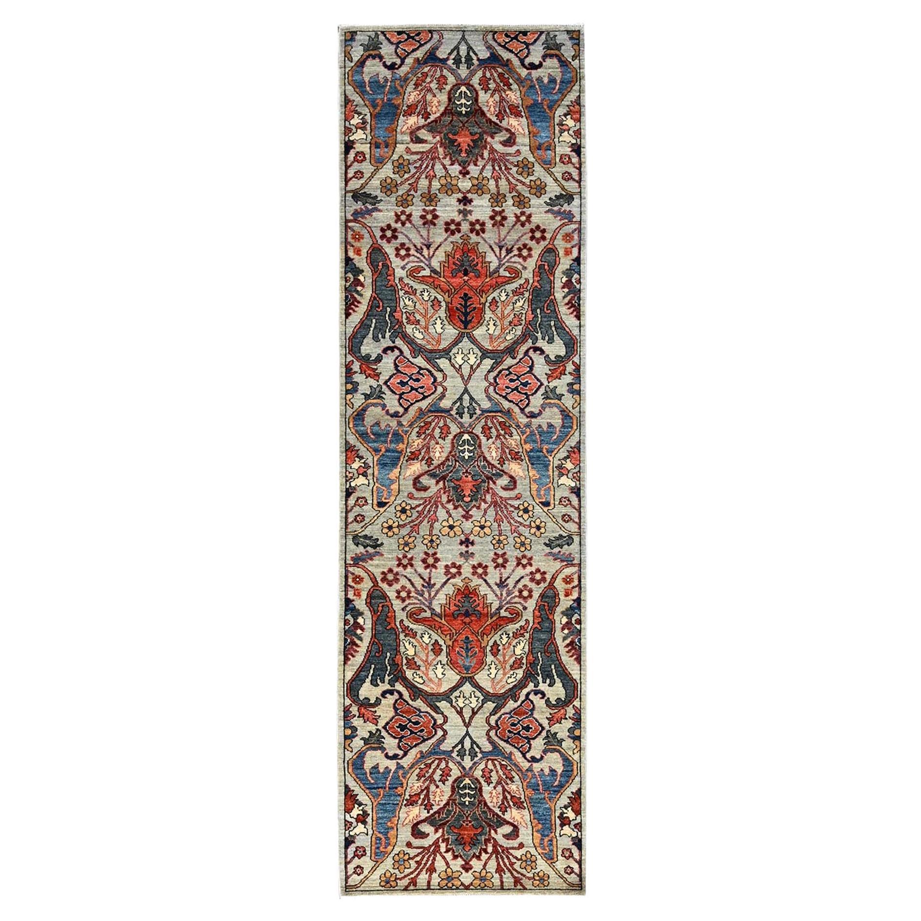 Tapis de course Bijar Garus Design Aryana de qualité noué à la main gris 2'9"x9'10"