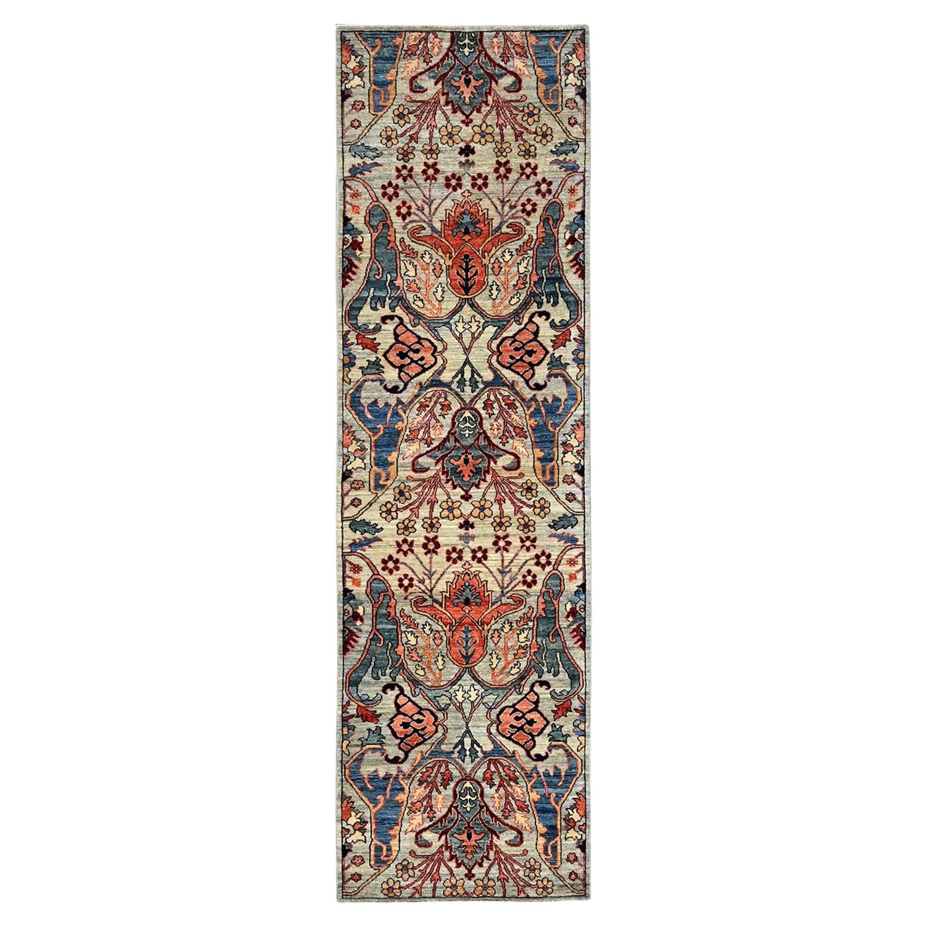 Tapis de course Bijar Garus Design Aryana de qualité noué à la main gris 2'9"x9'10" en vente