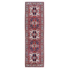 2'9 "x9'10" Rouge Kazak Tribal Design Soft Wool Hand Knotsted Runner Tapis d'Orient