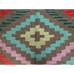 2'9"x9'10" Taupe Geometric Afghan Kilim Hand Woven Wool Flat Weave Runner Rug