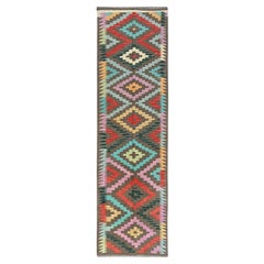2'9"x9'10" Taupe Geometric Afghan Kilim Hand Woven Wool Flat Weave Runner Rug