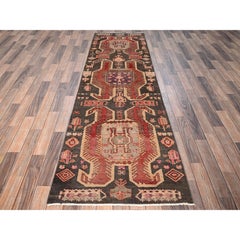 2'9 "x9'3" Braun Vintage Nordwest Persisch Handgeknüpft Reine Wolle Läufer Teppich