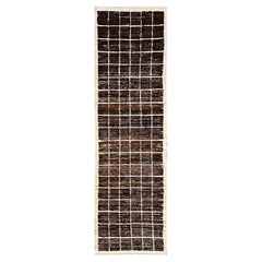 2
9 "x9
4" Braun Marokkanische Webart Gitter Design Hand geknüpft natürliche Wolle Läufer Teppich