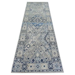 2'9 "x9'4" Grigio, Lana Extra Soft, Anatolian Village, Annodato a mano, Tappeto Runner