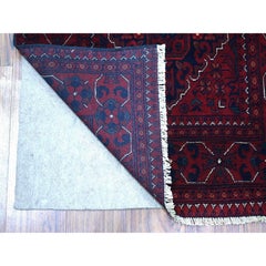 2'9"x9'5" Red Afghan Khamyab Wool Tribal Design Hand Knotted Runner Oriental Rug