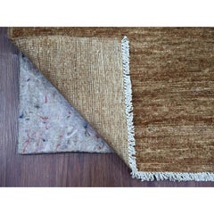 2'9 "x9'7" Brown Plain solide Muster handgeknüpft Ghazni Wolle Läufer Orientteppich