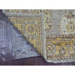 2'9"x9'7" Dove Gray Hand Knotted Afghan Angora Oushak Wool Runner Oriental Rug