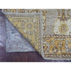 2'9"x9'7" Fossil Gray Hand Knotted Wool Afghan Angora Oushak Runner Oriental Rug