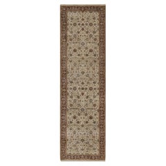 2'9"x9'7" Ivory Hand Knotted Kashan Design 300 KPSI New Zealand Wool Runner Rug