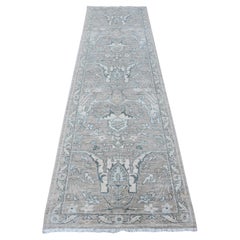 2'9 "x9'7" Marble Gray Bijar Runner en laine nouée à la main Tapis d'Orient