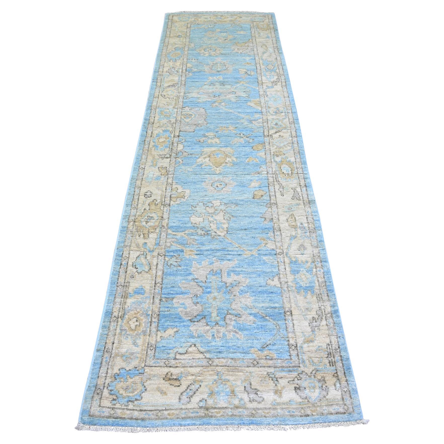 2
9 "x9
9" Beerenblau Afghan Angora Oushak Wolle Hand geknüpft Läufer Orientteppich
