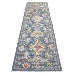 2
9"x9
9" Dark Gray Angora Oushak with Pop of Colors Soft Wool Hand Knotted Rug