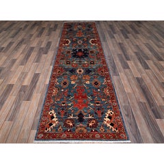 2'9 "x9'9" Imperial Blue Heriz All Over Design Hand geknüpft weiche Wolle Läufer Teppich