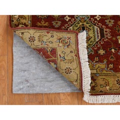 2'9"x9'9" Sangria Red Karajeh Design Pure Wool Hand Knotted Runner Oriental Rug