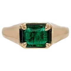 2ct AAA Zambian Emerald Ring in Solid 14K Yellow Gold EM 9x7mm Solitaire Ring