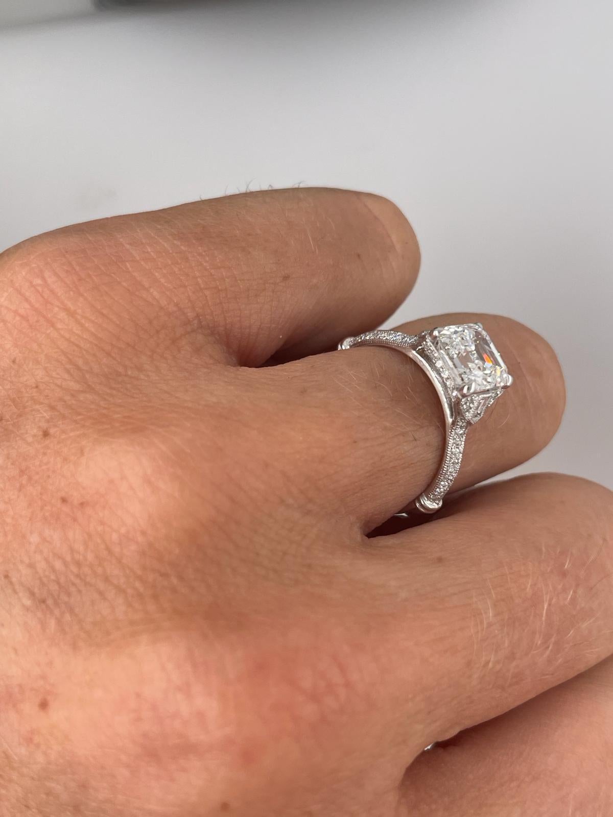 For Sale:  2ct Art Deco asscher cut diamond ring 11