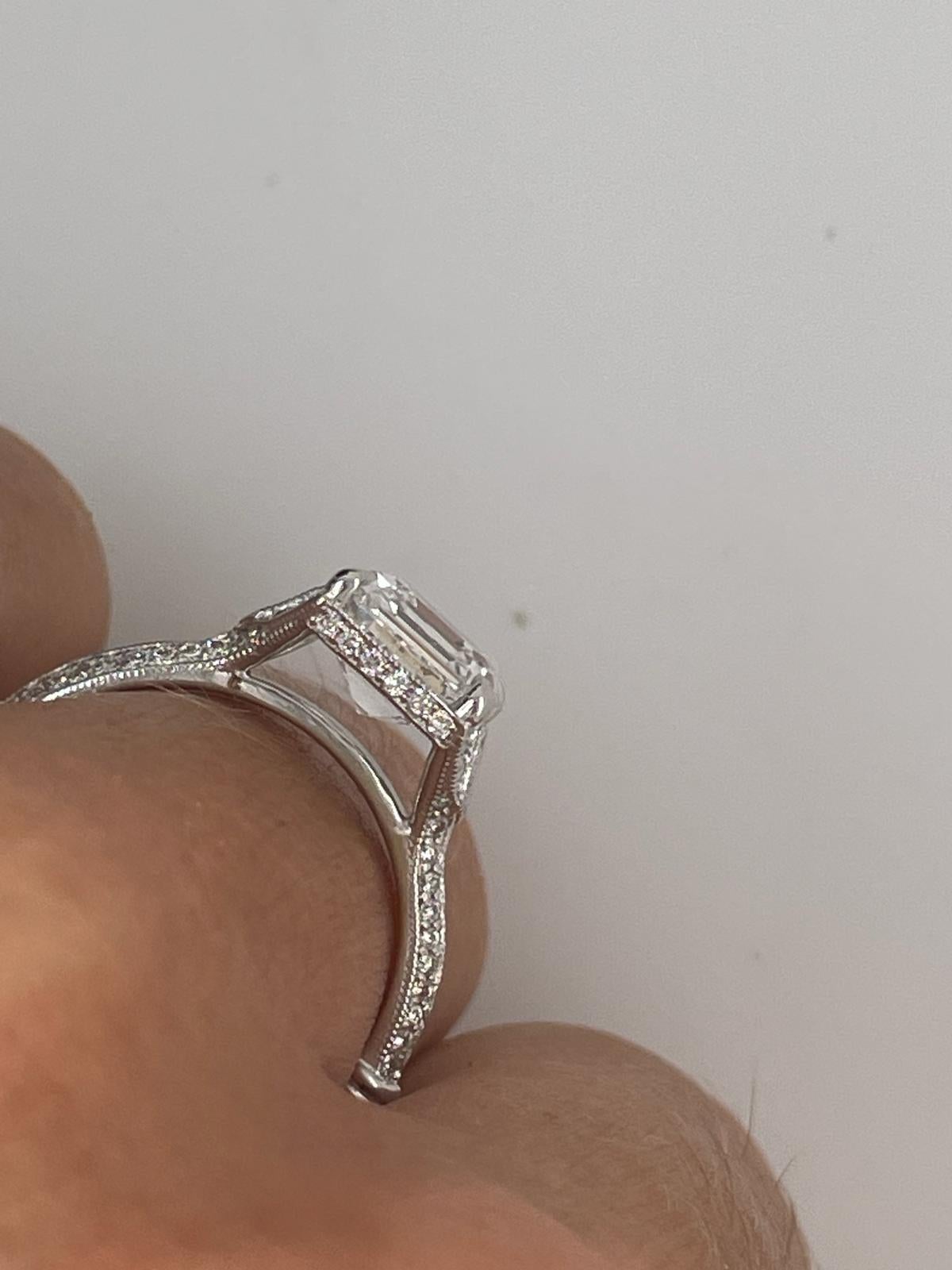 For Sale:  2ct Art Deco asscher cut diamond ring 12