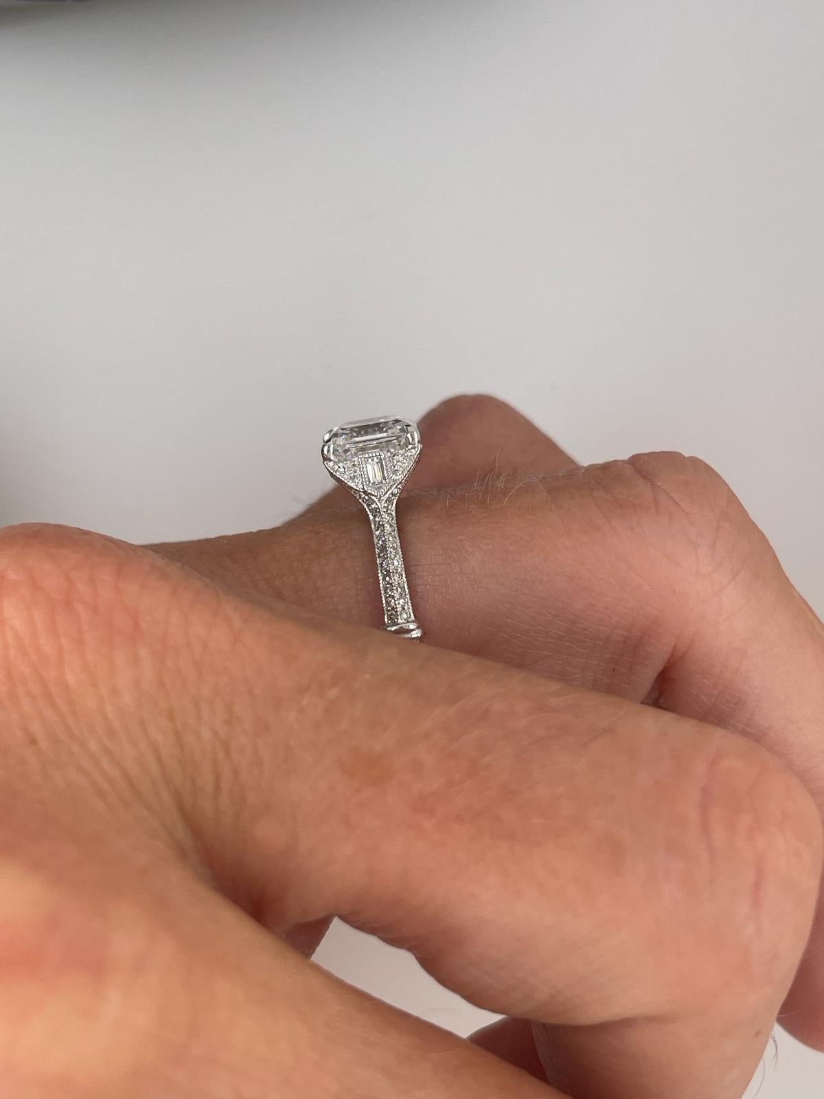 For Sale:  2ct Art Deco asscher cut diamond ring 15