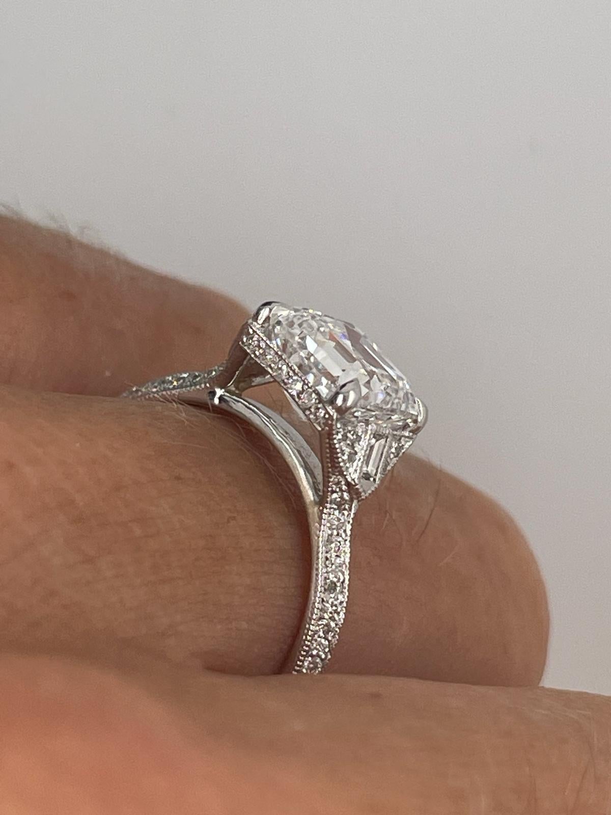 For Sale:  2ct Art Deco asscher cut diamond ring 2