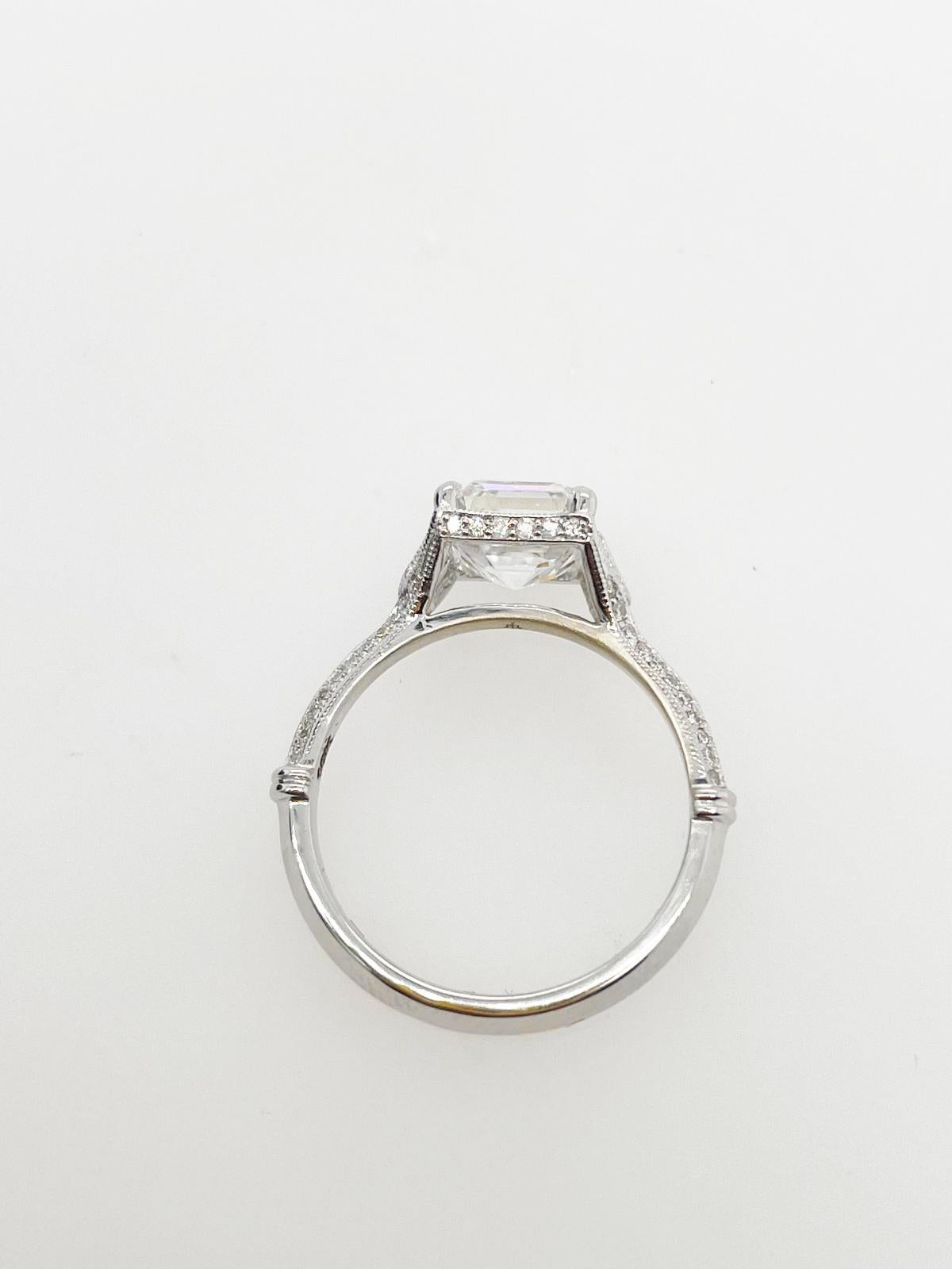 For Sale:  2ct Art Deco asscher cut diamond ring 6