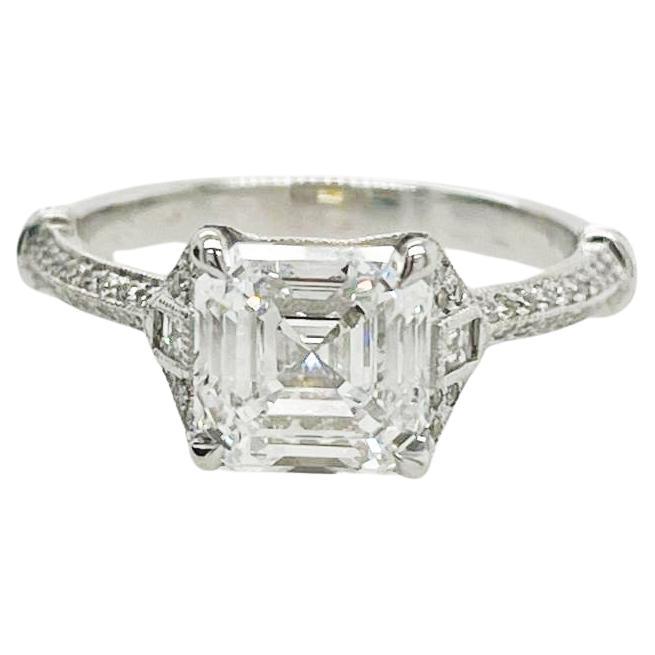 For Sale:  2ct Art Deco asscher cut diamond ring