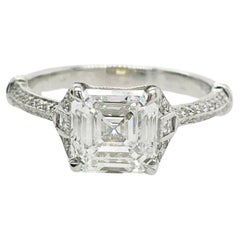 2ct Art Deco asscher cut diamond ring