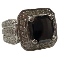Anello con diamante nero da 2 carati Anello cocktail in oro 18KT