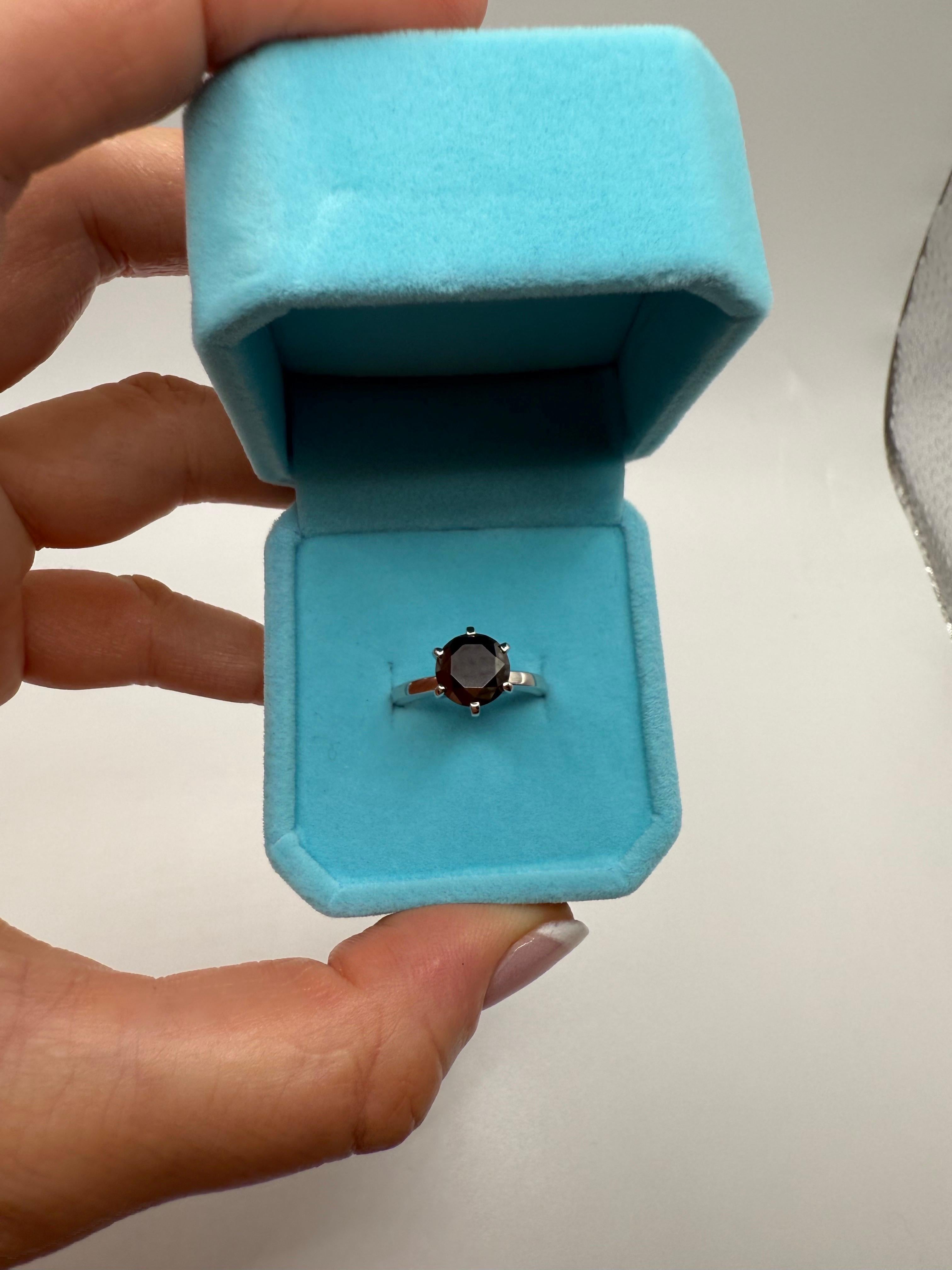 2ct Schwarzer Diamant Ring Solitär 14KT Gold eleganter großer Diamantring im Zustand „Neu“ im Angebot in Boca Raton, FL