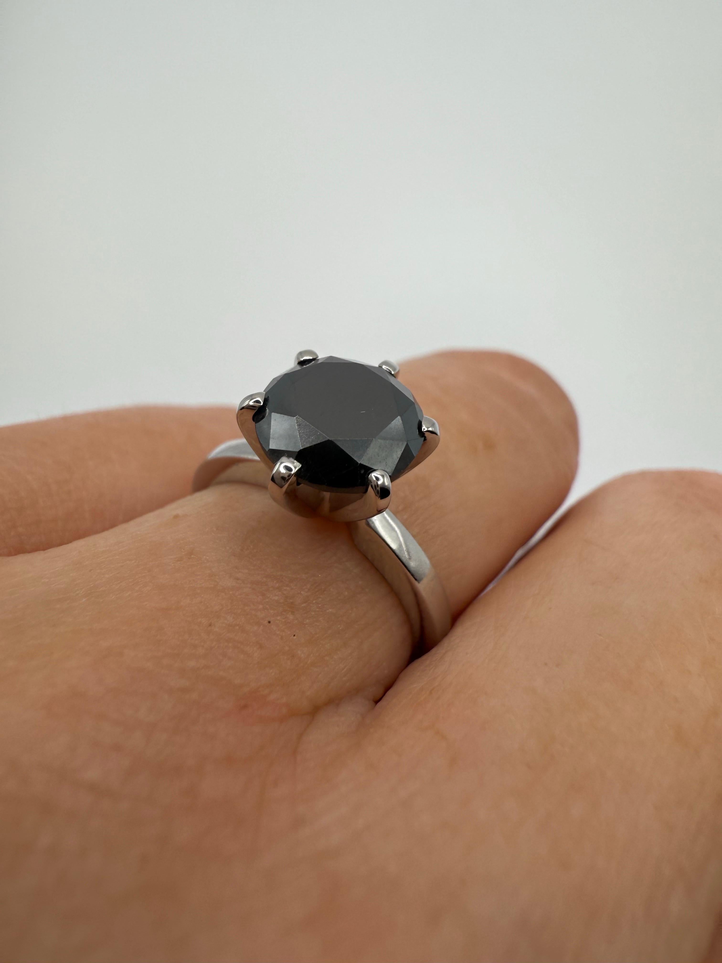 2ct Schwarzer Diamant Ring Solitär 14KT Gold eleganter großer Diamantring im Angebot 2
