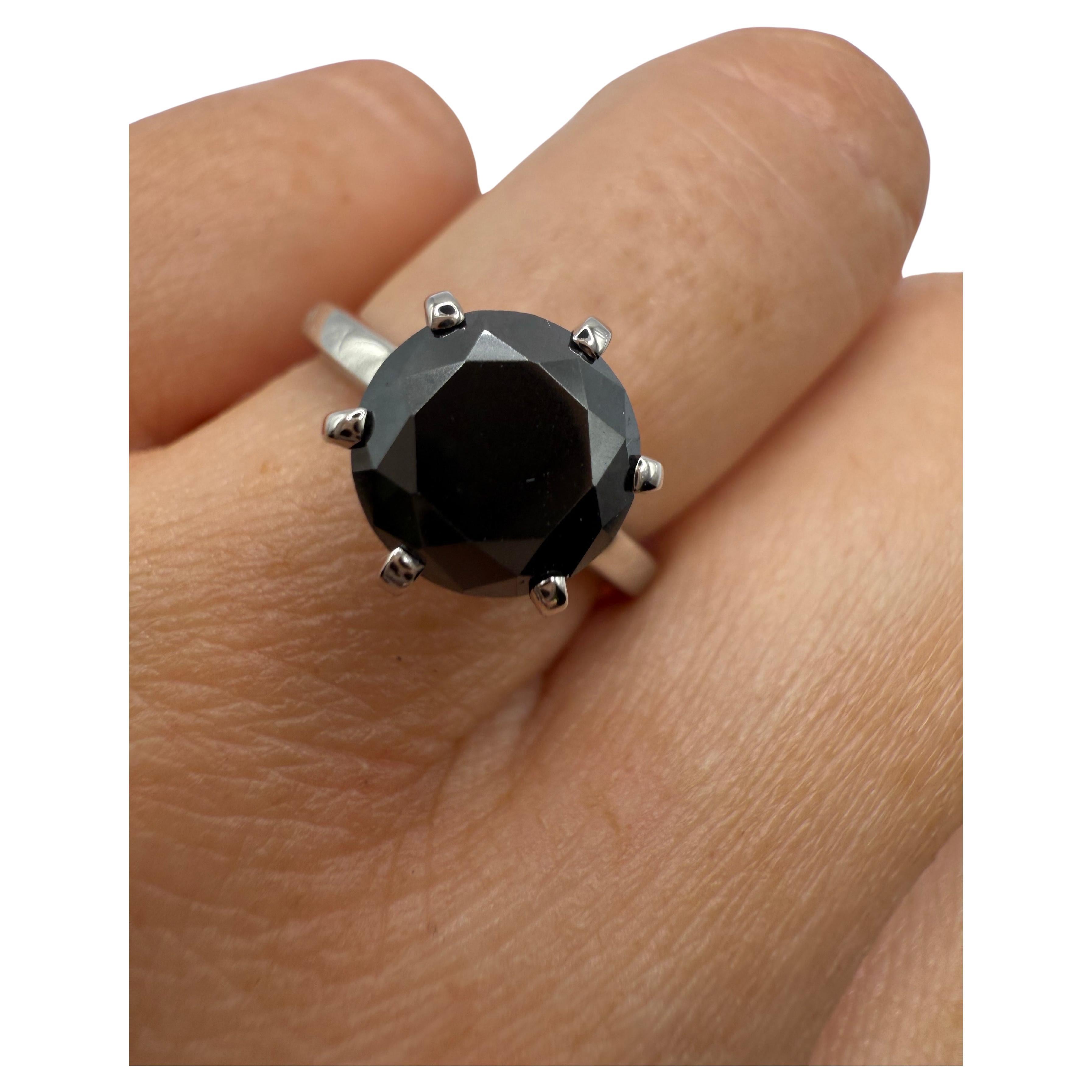 2ct Schwarzer Diamant Ring Solitär 14KT Gold eleganter großer Diamantring