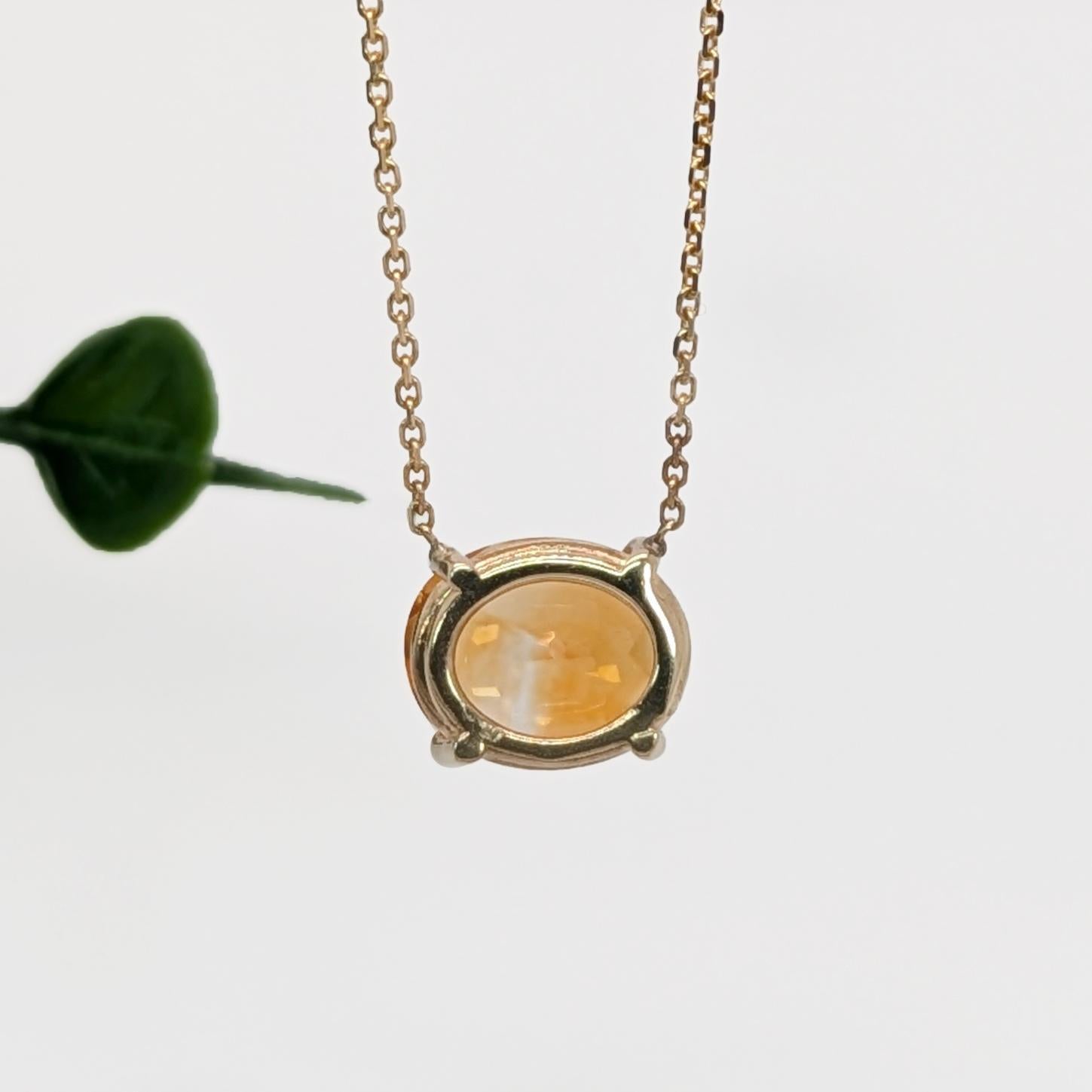 Taille ovale Pendentif Solitaire Citrine 2ct en or jaune 14K massif  OV 10x8mm en vente