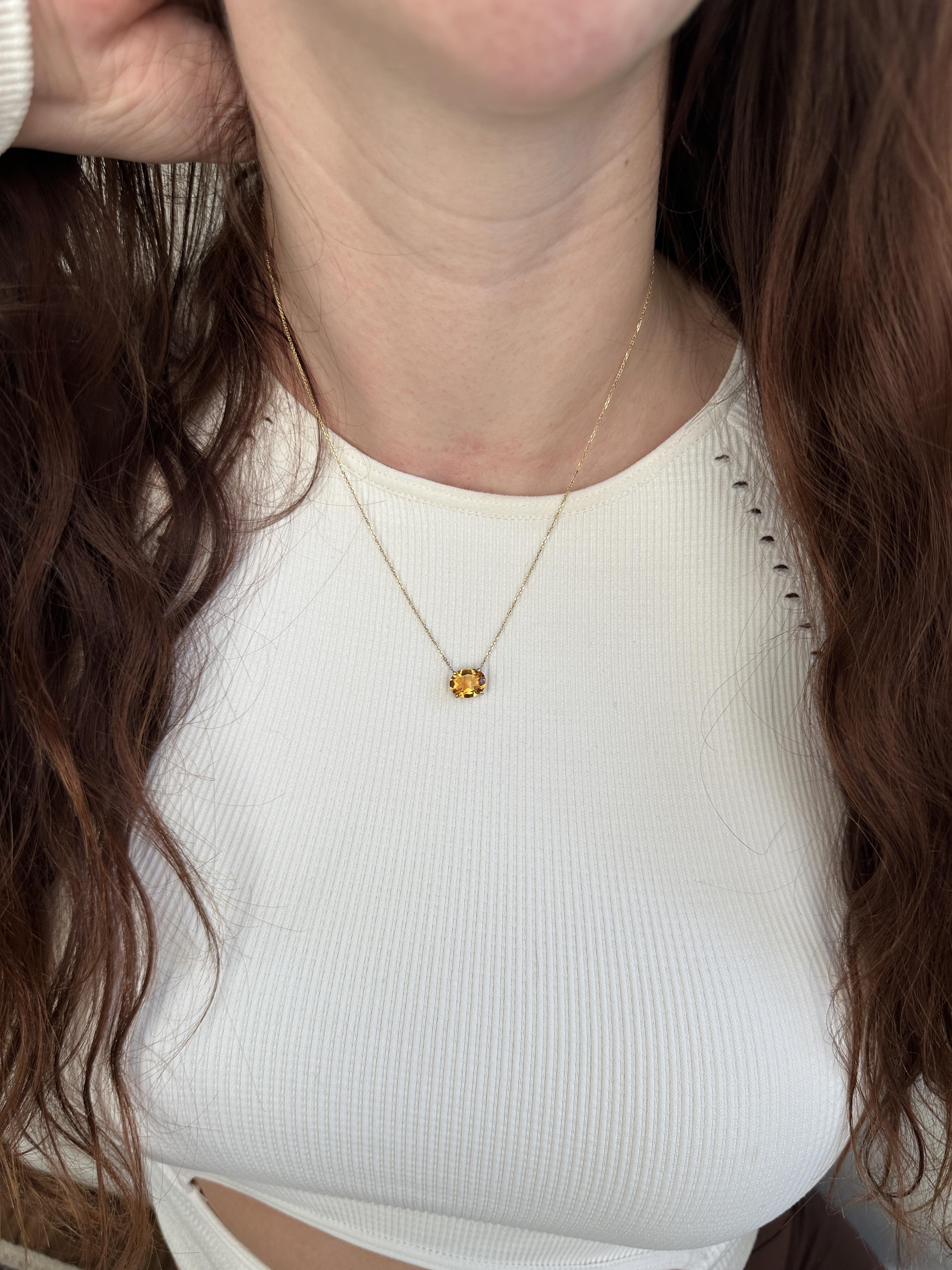 Pendentif Solitaire Citrine 2ct en or jaune 14K massif  OV 10x8mm Neuf - En vente à Columbus, OH