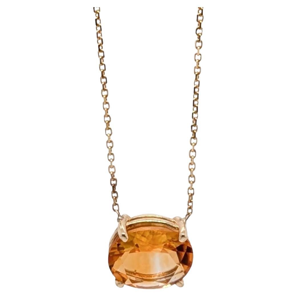 2ct Citrine Solitaire Pendant in Solid 14K Yellow Gold  OV 10x8mm