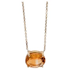 2ct Citrine Solitaire Pendant in Solid 14K Yellow Gold  OV 10x8mm