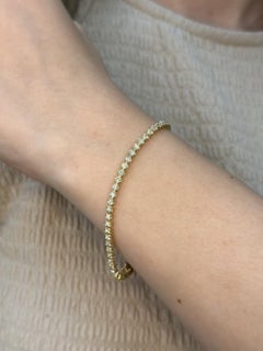 2 Carat Crown Prong Diamond Tennis Bracelet 14k Yellow Gold by Gem Jewelers Co