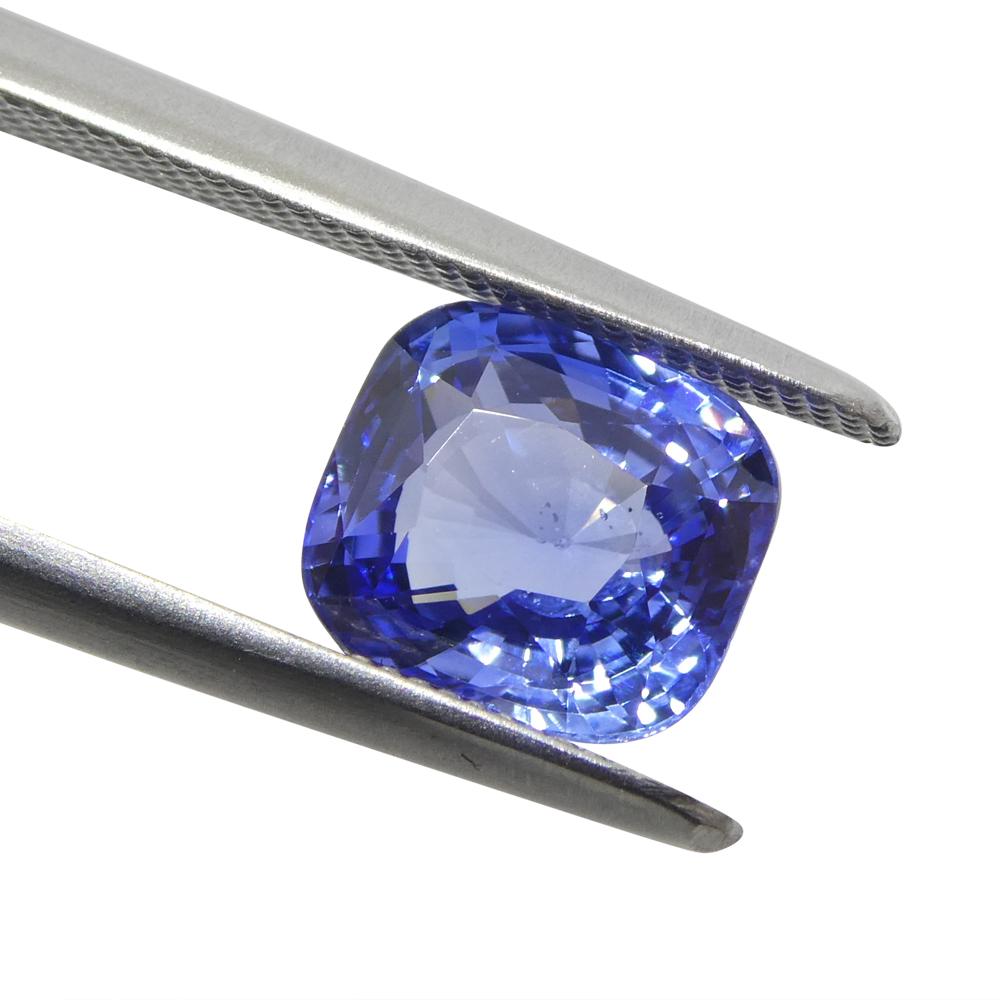 Brilliant Cut 2ct Cushion Blue Sapphire from Sri Lanka For Sale