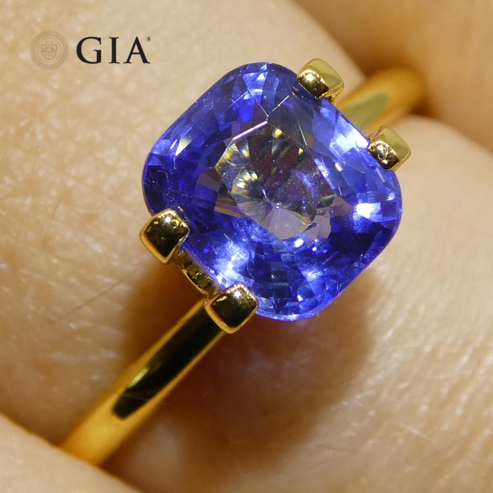Zaffiro blu a cuscino da 2 carati certificato GIA Sri Lanka in vendita 9