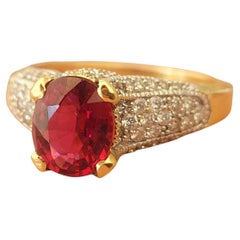 2ct Diamond and Oval Rubylite Ring