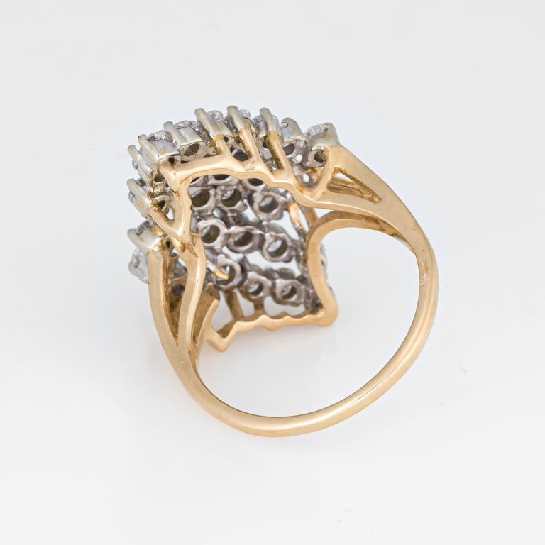 2 Carat Diamond Cluster Ring Vintage 14 Karat Yellow Gold Estate Fine ...