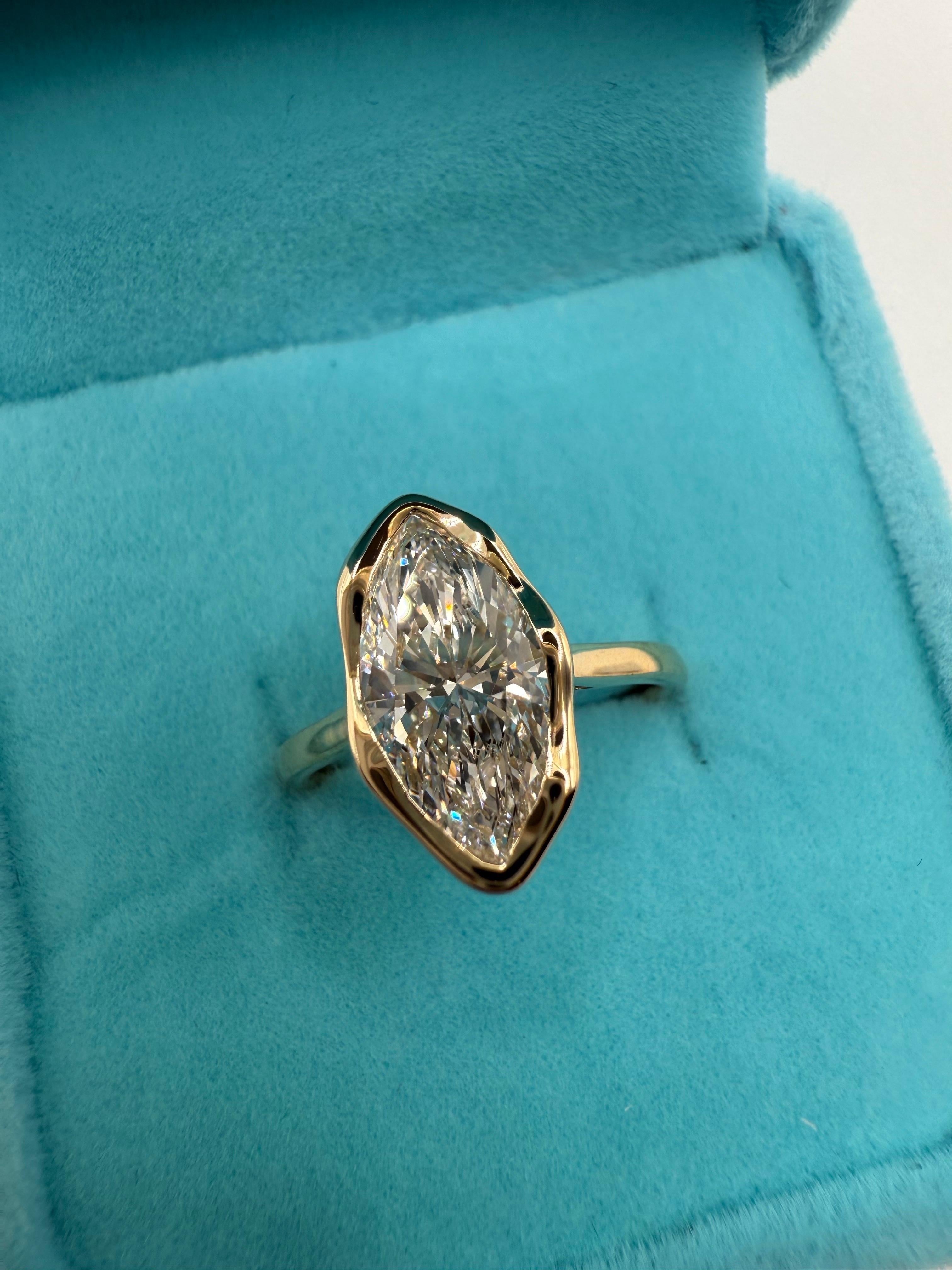 Bague de fiançailles diamant 2ct Bague de designer or jaune 18KT VS1 E en vente 5