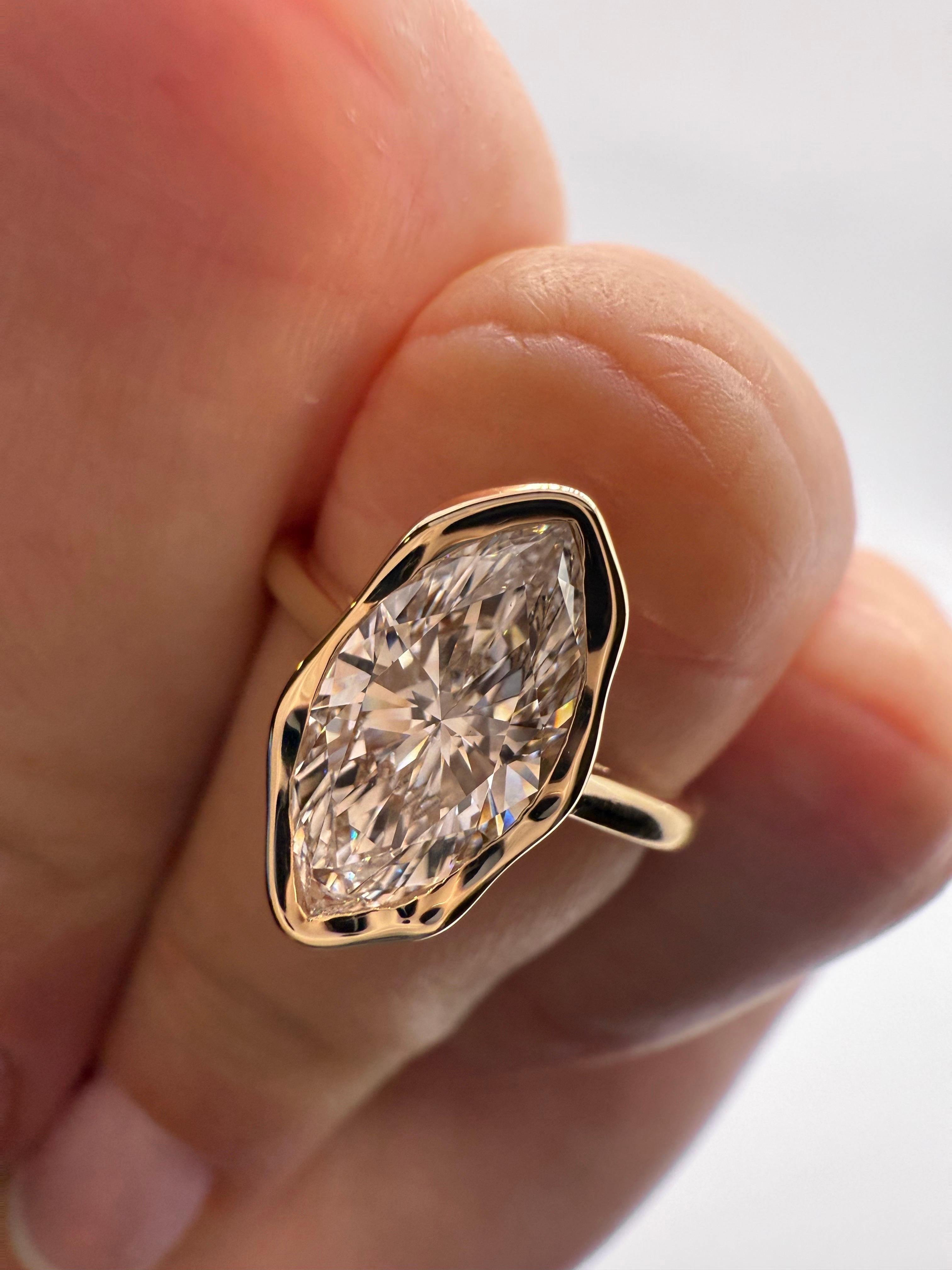 Bague de fiançailles diamant 2ct Bague de designer or jaune 18KT VS1 E en vente 6