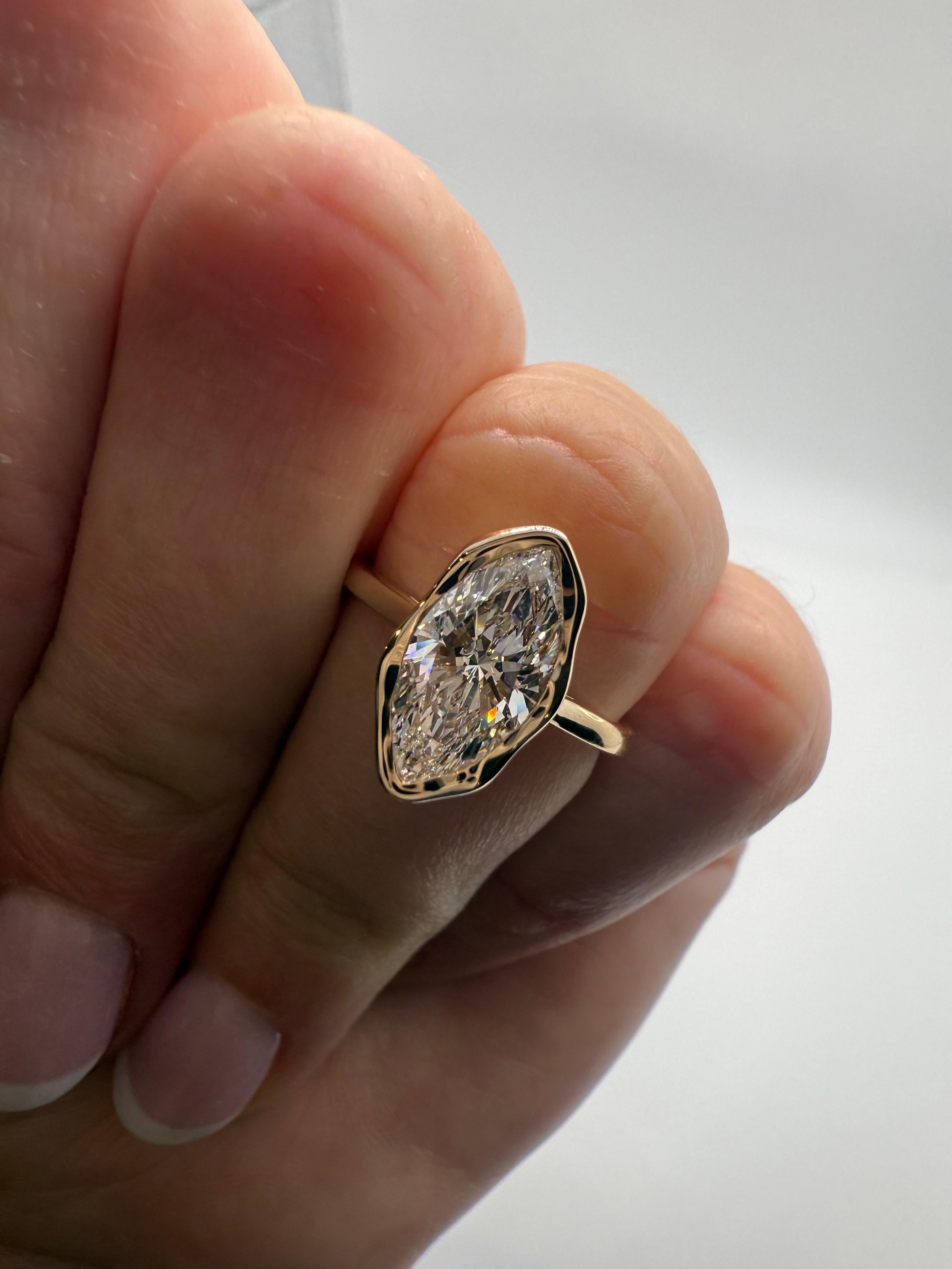 Bague de fiançailles diamant 2ct Bague de designer or jaune 18KT VS1 E en vente 7