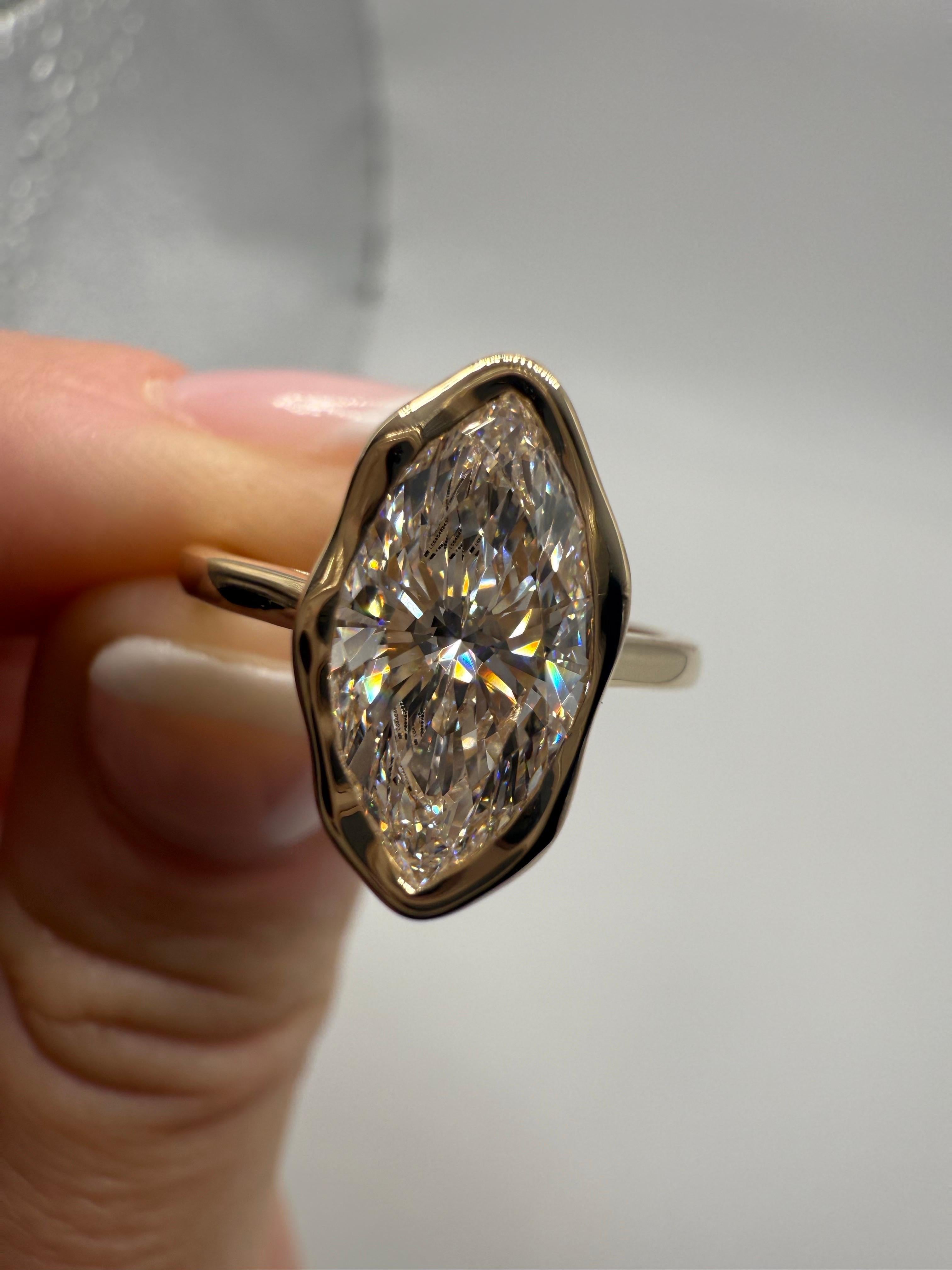 Bague de fiançailles diamant 2ct Bague de designer or jaune 18KT VS1 E en vente 8