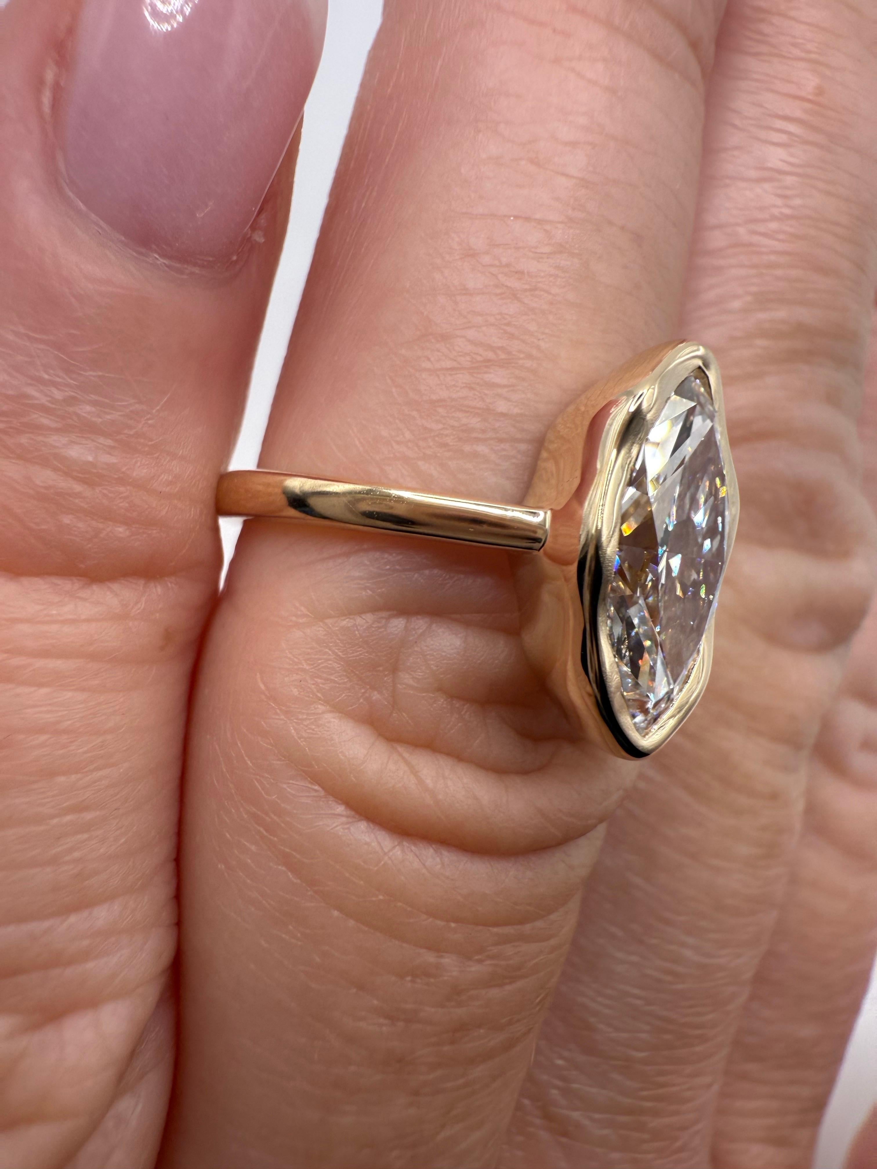 Bague de fiançailles diamant 2ct Bague de designer or jaune 18KT VS1 E en vente 9