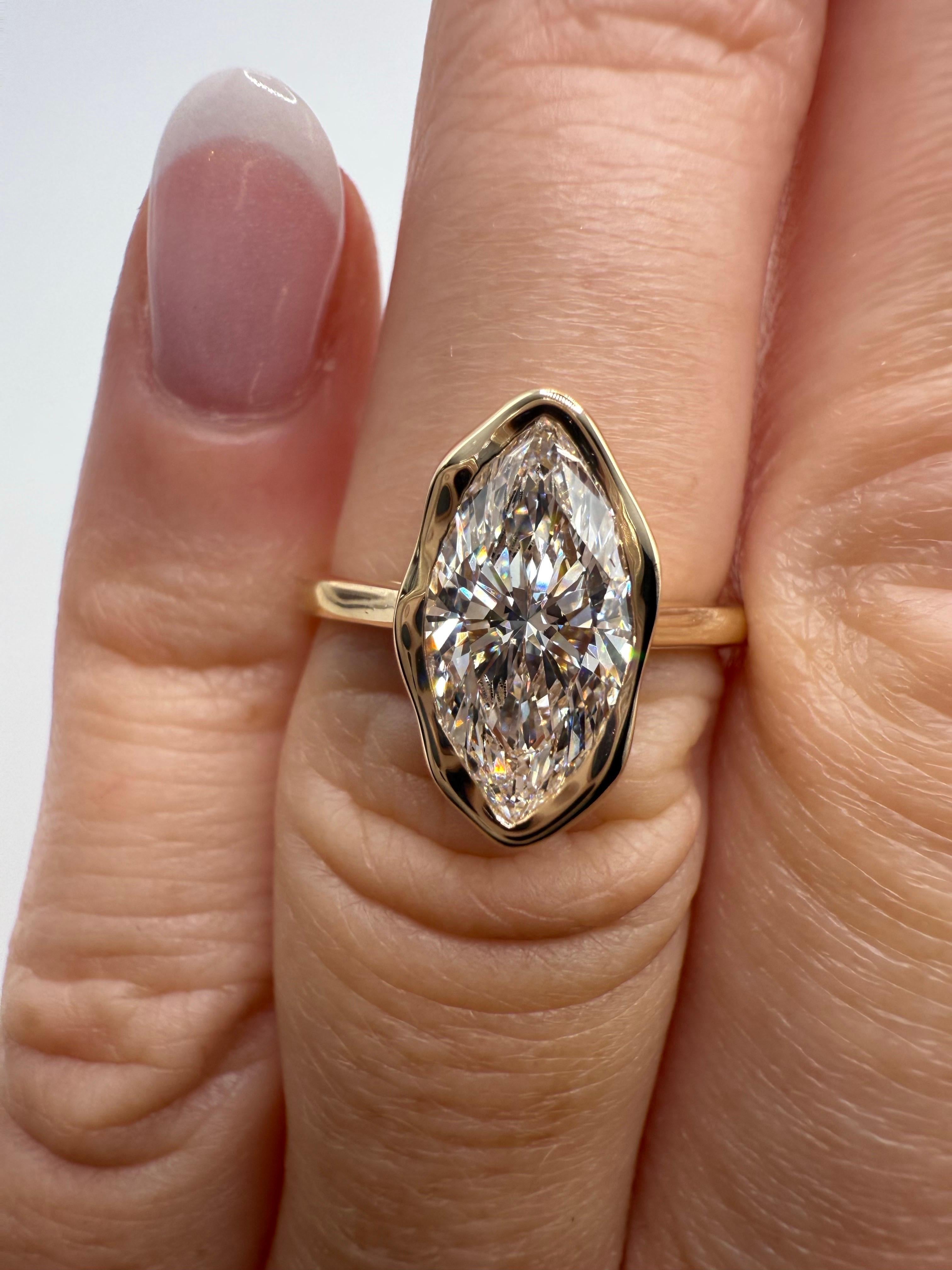 Bague de fiançailles diamant 2ct Bague de designer or jaune 18KT VS1 E en vente 10