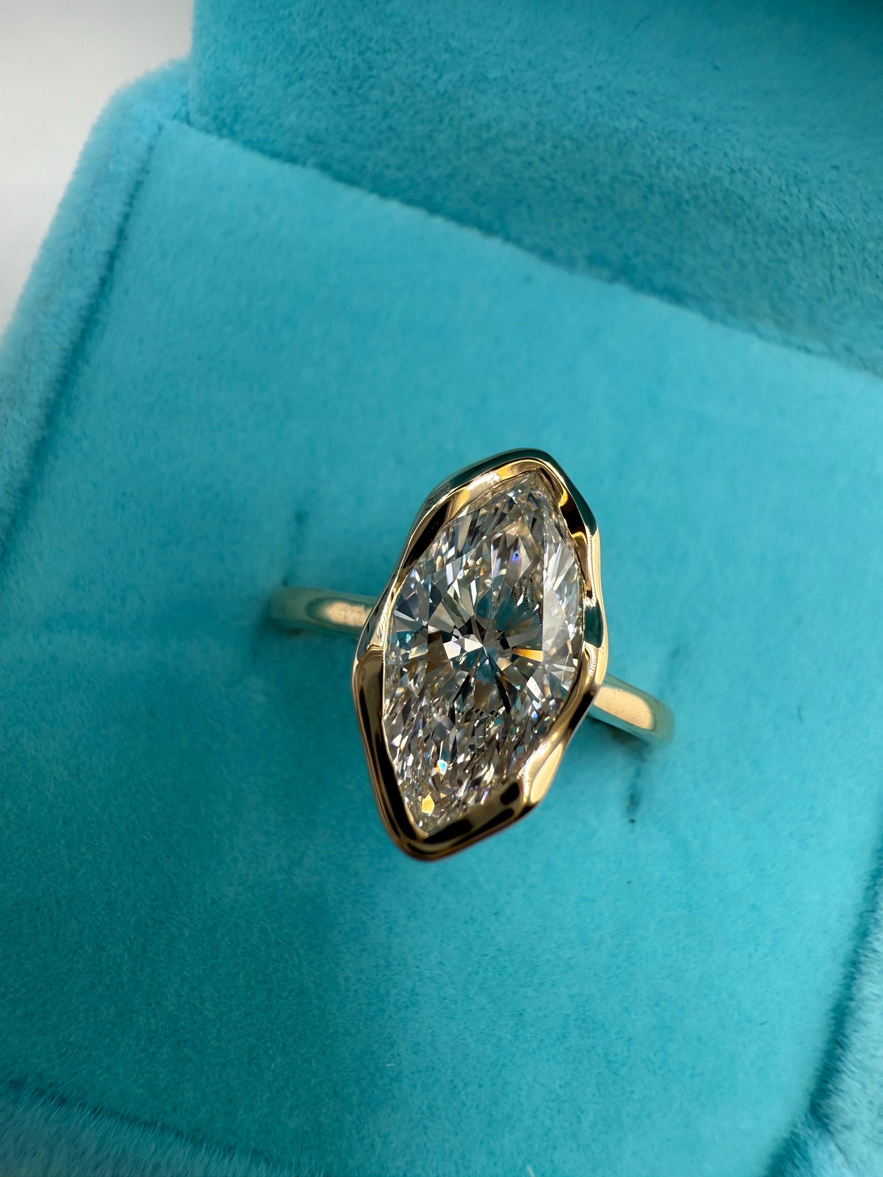 Bague de fiançailles diamant 2ct Bague de designer or jaune 18KT VS1 E en vente 1