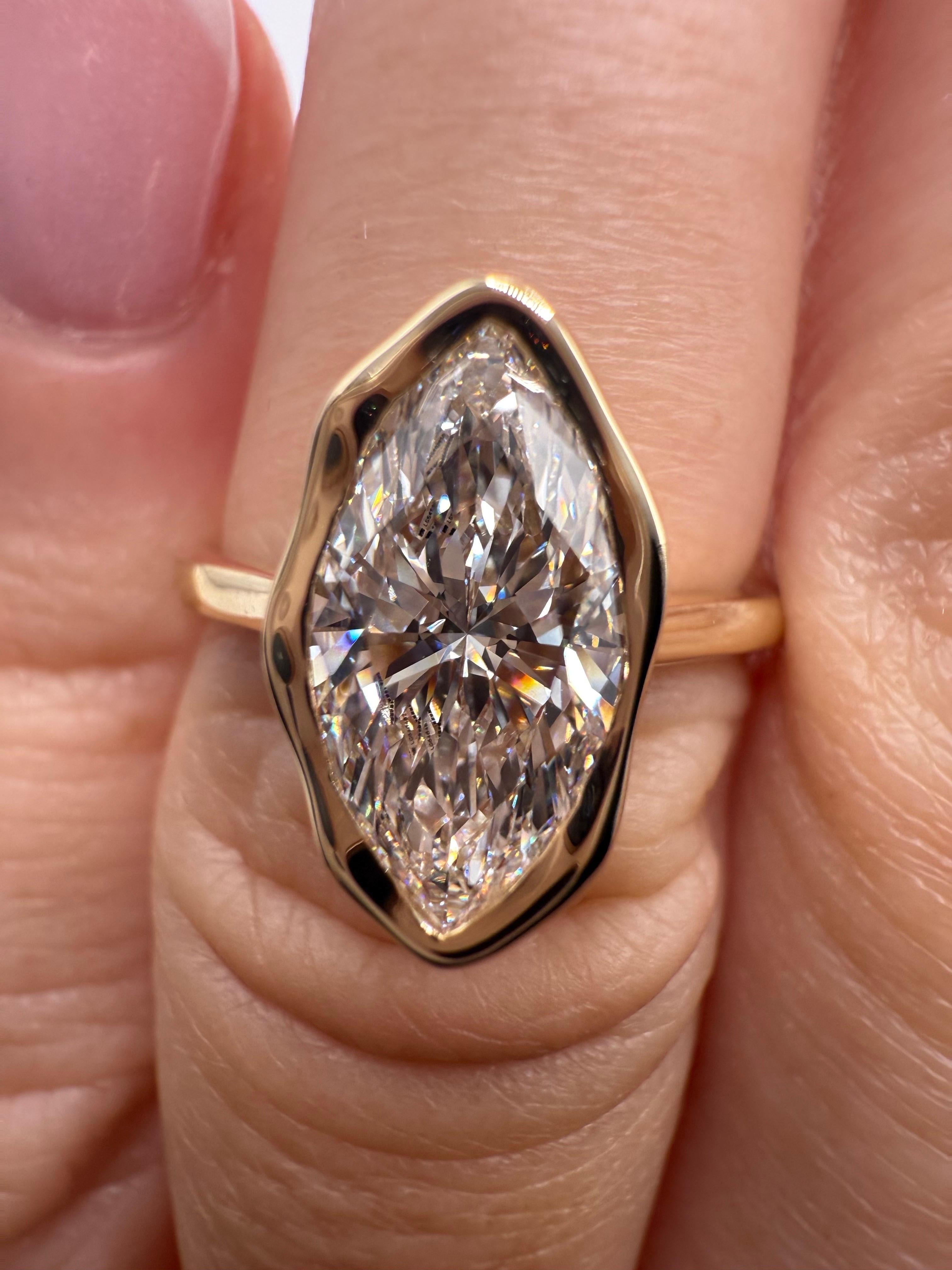 Bague de fiançailles diamant 2ct Bague de designer or jaune 18KT VS1 E en vente 4