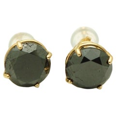 2ct Diamond studs 14KT gold Natural black diamond studs earrings Certified dia