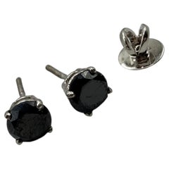 2ct Earrings natural black stud diamond earrings 14KT gold
