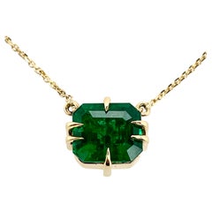 2ct Emerald Bold Icon Pendant Necklace made in 18k Yellow Gold with chain